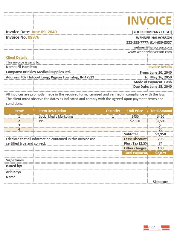 Basic Agency Invoice Template PSD template